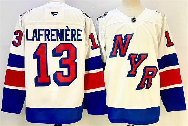 Men%27s New York Rangers #13 Alexis Lafreniere White 2024-25 Stadium Series Stitched Jersey->new york rangers->NHL Jersey